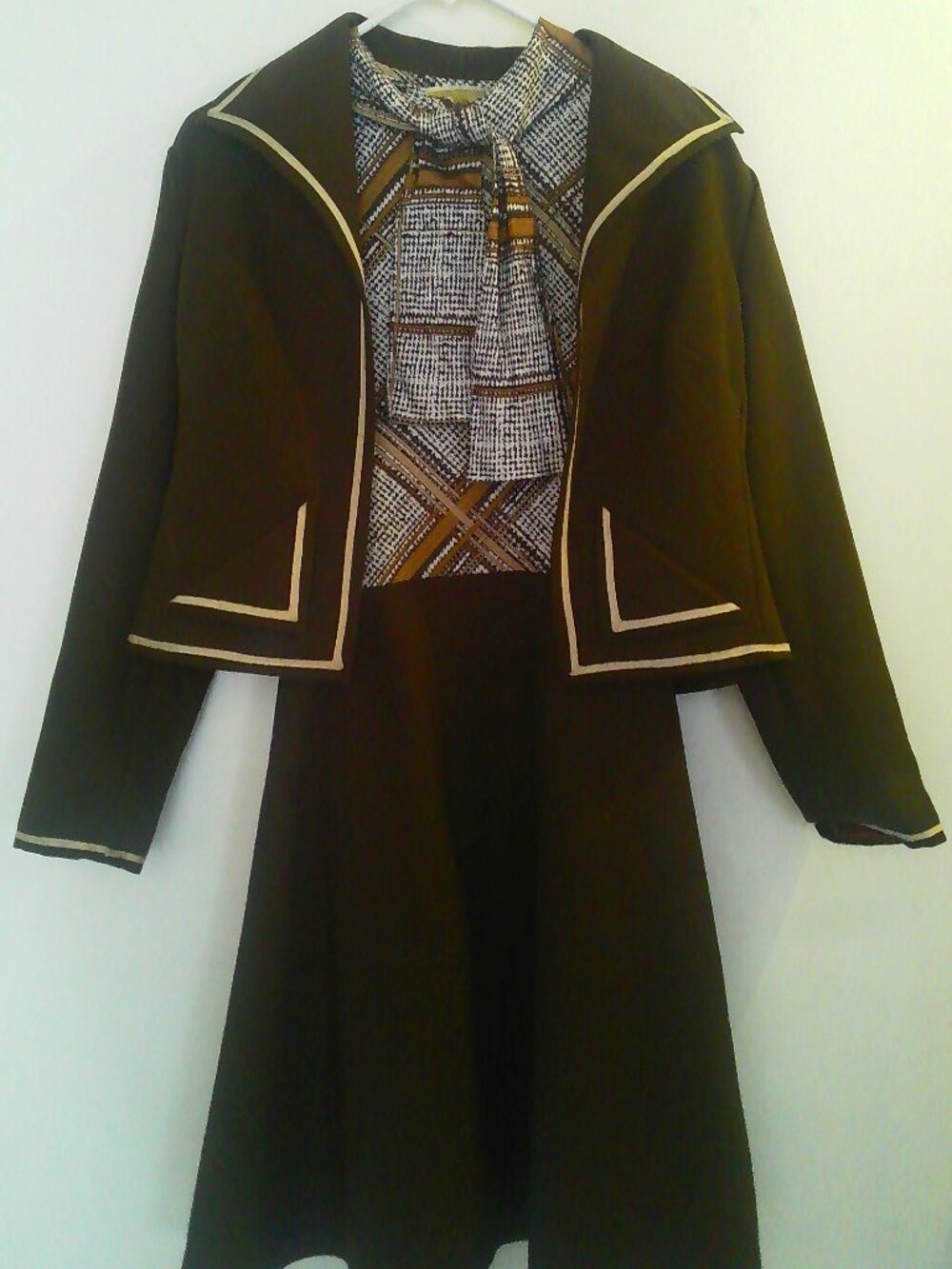Vintage Berkertex Sleveless Dress & Matching Jacket Brown Formal Outfit 2 Piece